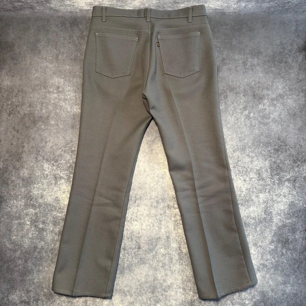 Vintage Levis 517 Action Slacks Mens 36x32 Gray Bootcut Dacron Polyester Pants